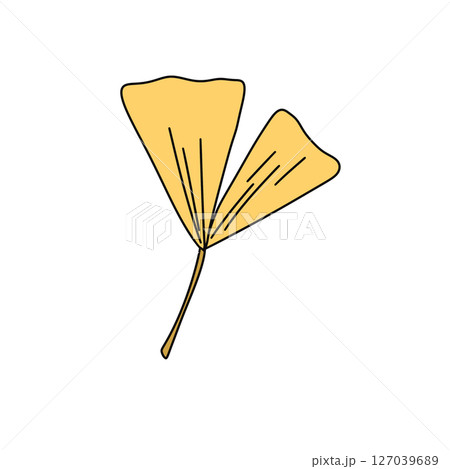A yellow leaf with a stem 127039689
