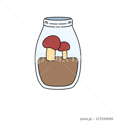 A jar with mushrooms in it A jar with mushrooms in it 127039698