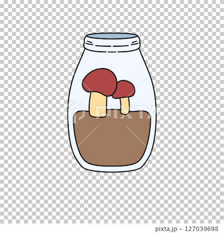 A jar with mushrooms in it A jar with mushrooms in it 127039698