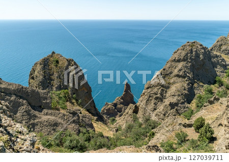 Crimean coast, Karadag sea view Crimean coast, Karadag sea view 127039711