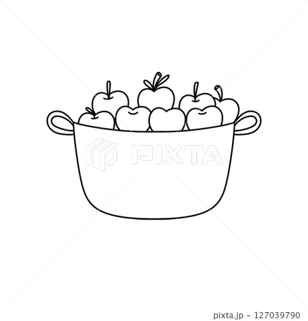 A basket of apples is shown in a white background A basket of apples is shown in a white background 127039790
