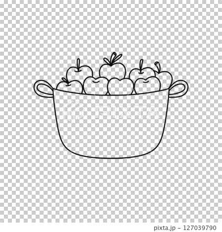 A basket of apples is shown in a white background A basket of apples is shown in a white background 127039790