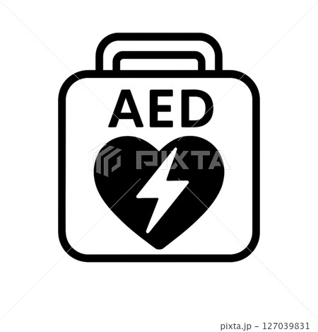 AEDの線画アイコン、心肺蘇生、素材、イラスト、背景なし、資料作り、医療 127039831