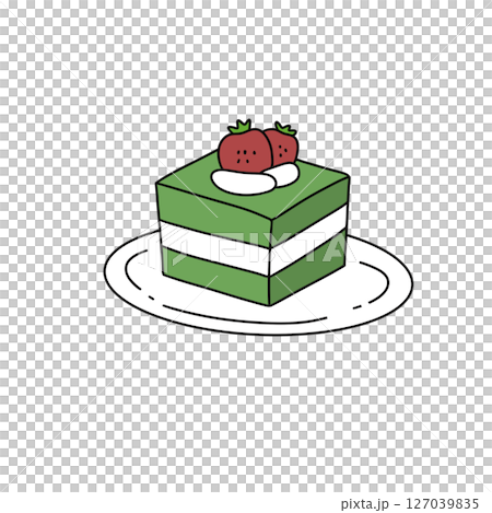 A green cake with strawberries on top 127039835