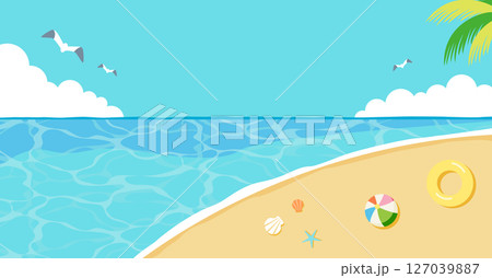 夏空と海のバナーイラスト背景 横長 夏空と海のバナーイラスト背景 横長 127039887