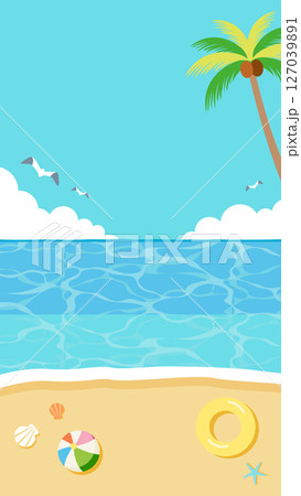 夏空と海のバナーイラスト背景　縦長 127039891