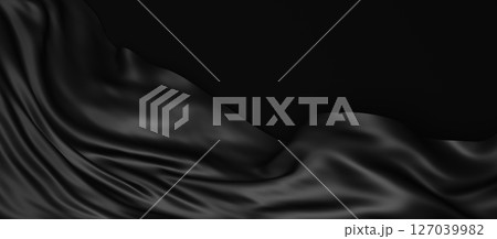 Black fabric on black  background with copy space 3D render 127039982