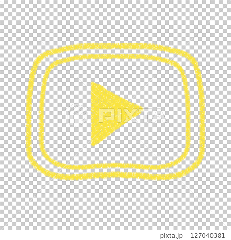 かわいい 動画再生ボタンの手描きイラスト 素材 アイコン YouTube風デザイン 黄 クレヨン風 かわいい 動画再生ボタンの手描きイラスト 素材 アイコン YouTube風デザイン 黄 クレヨン風 127040381
