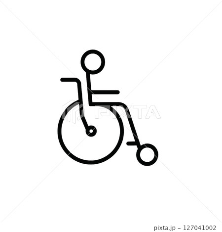 車椅子の線画アイコン、素材、イラスト、背景なし、資料作り、医療 127041002