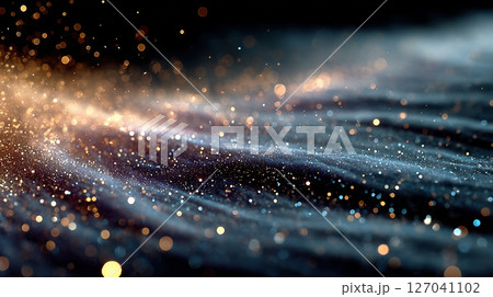 銀色 キラキラ 流れ パーティクル 背景 127041102