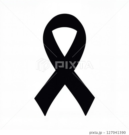 Breast cancer awareness ribbon silhouette on white background, support Breast cancer awareness ribbon silhouette on white background, support 127041390