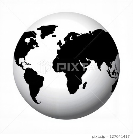 Silhouette of world map on sphere against white background, global concept 127041417