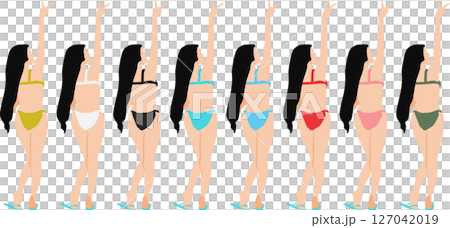 穿著泳衣擺姿勢的女人的插圖集 127042019