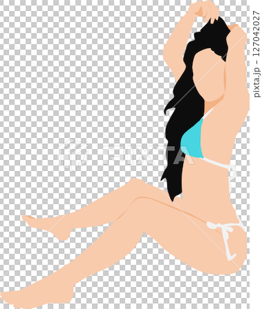 ポーズをとる水着を着た女性のイラスト 127042027