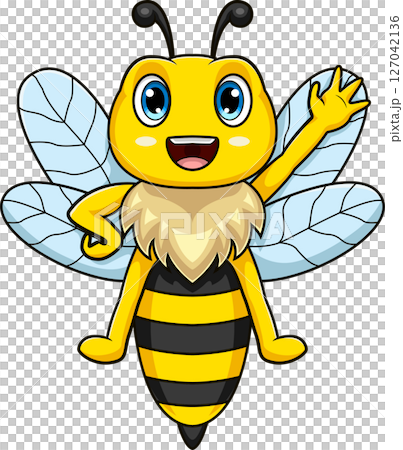 Cartoon bee waving hand 127042136