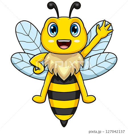 Cartoon bee waving hand 127042137