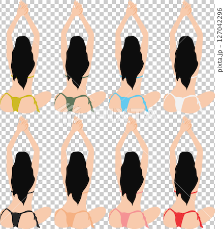 穿著泳衣擺姿勢的女人的插圖集 127042296