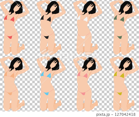 穿著泳衣擺姿勢的女人的插圖集 穿著泳衣擺姿勢的女人的插圖集 127042418