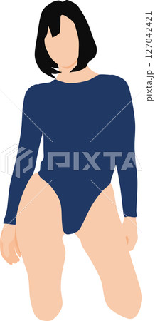 ポーズをとる水着を着た女性のイラスト 127042421