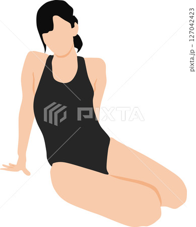 ポーズをとる水着を着た女性のイラスト ポーズをとる水着を着た女性のイラスト 127042423