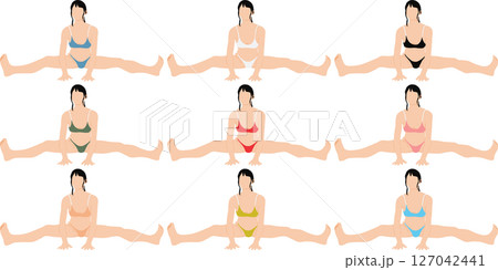 ポーズをとる水着を着た女性のイラストセット 127042441