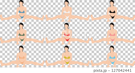 ポーズをとる水着を着た女性のイラストセット 127042441