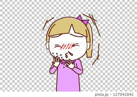 (前上半身)一名白人女孩感冒了,劇烈打噴嚏,流鼻水 (前上半身)一名白人女孩感冒了,劇烈打噴嚏,流鼻水 127042842