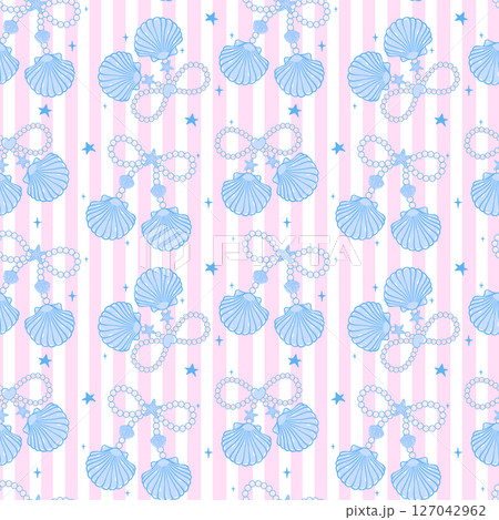 Cute retro coquette Summer seamless pattern...のイラスト素材 [127042962] - PIXTA