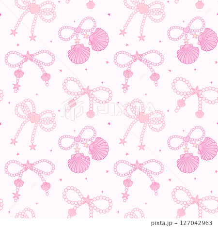 Cute retro coquette Summer seamless pattern...のイラスト素材 [127042963] - PIXTA