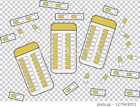 薬剤(薬,調剤,処方箋)のグラフィック素材イラスト	 127043051