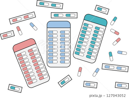 薬剤(薬,調剤,処方箋)のグラフィック素材イラスト	 薬剤(薬,調剤,処方箋)のグラフィック素材イラスト	 127043052