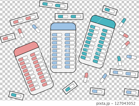 薬剤(薬,調剤,処方箋)のグラフィック素材イラスト	 薬剤(薬,調剤,処方箋)のグラフィック素材イラスト	 127043052