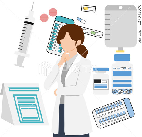 薬剤(薬,調剤,処方箋)のグラフィック素材イラスト	 127043070