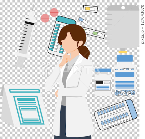 薬剤(薬,調剤,処方箋)のグラフィック素材イラスト	 127043070