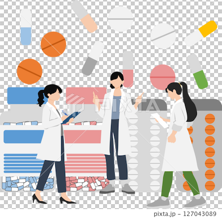 Drug (medicine, dispensing, prescription) graphic illustration 127043089