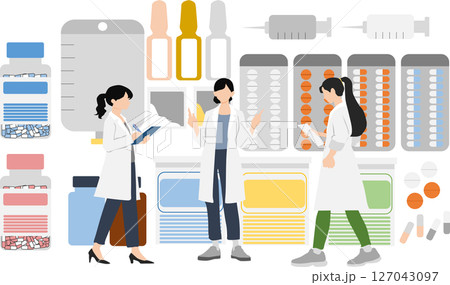 薬剤(薬,調剤,処方箋)のグラフィック素材イラスト 薬剤(薬,調剤,処方箋)のグラフィック素材イラスト 127043097
