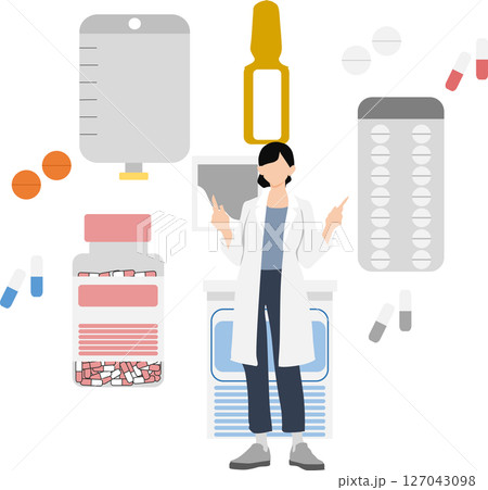 薬剤(薬,調剤,処方箋)のグラフィック素材イラスト 127043098