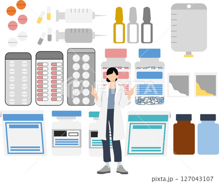 薬剤(薬,調剤,処方箋)のグラフィック素材イラスト 127043107