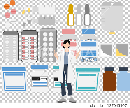 薬剤(薬,調剤,処方箋)のグラフィック素材イラスト 127043107