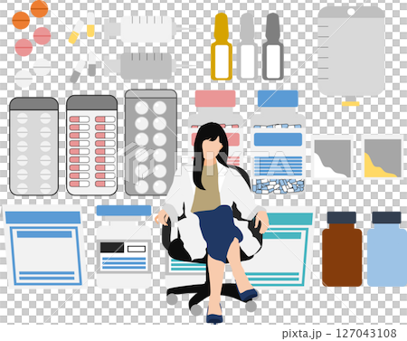 薬剤(薬,調剤,処方箋)のグラフィック素材イラスト 薬剤(薬,調剤,処方箋)のグラフィック素材イラスト 127043108