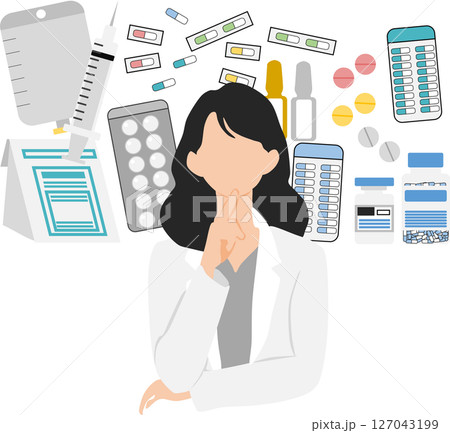 薬剤(薬,調剤,処方箋)のグラフィック素材イラスト 薬剤(薬,調剤,処方箋)のグラフィック素材イラスト 127043199