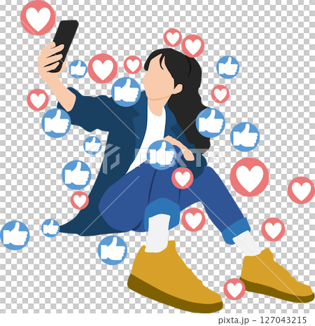 インフルエンサーのグラフィック素材イラスト インフルエンサーのグラフィック素材イラスト 127043215