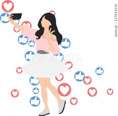 インフルエンサーのグラフィック素材イラスト インフルエンサーのグラフィック素材イラスト 127043216