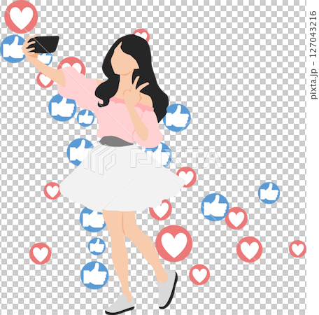 インフルエンサーのグラフィック素材イラスト インフルエンサーのグラフィック素材イラスト 127043216