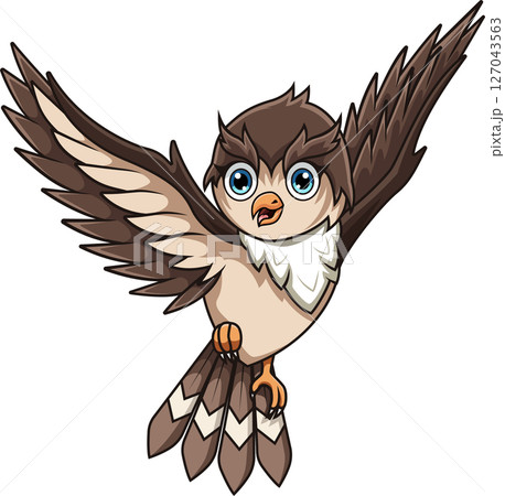 Cartoon owl flying on white background 127043563