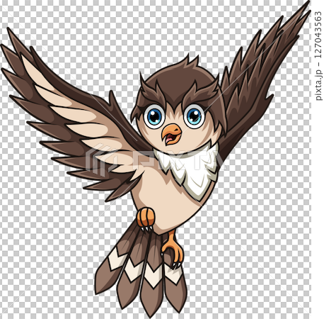 Cartoon owl flying on white background 127043563