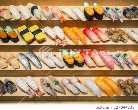 Sushi Japanese restaurant menu Food model Display Japan gourmet travel Sushi Japanese restaurant menu Food model Display Japan gourmet travel 127044235