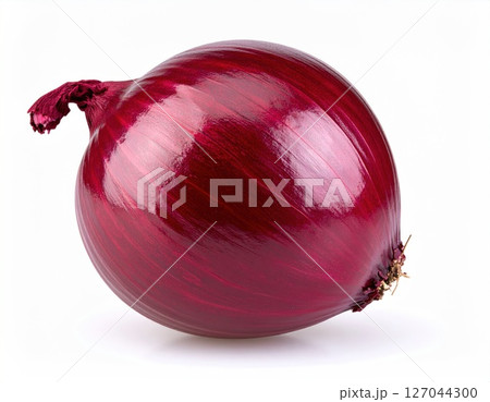 The Beauty of Fresh and Glossy Red Onions on a White Background The Beauty of Fresh and Glossy Red Onions on a White Background 127044300