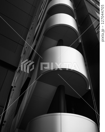 Staircase curve Building exterior Architecture details shade shadow Art background 127044705