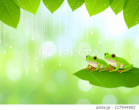 雨　梅雨　アマガエル　カエル 127044982